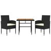 vidaXL 3 Piece Outdoor Dining Set Poly Rattan Black