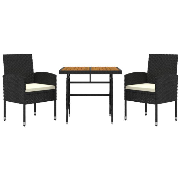vidaXL 3 Piece Outdoor Dining Set Poly Rattan Black