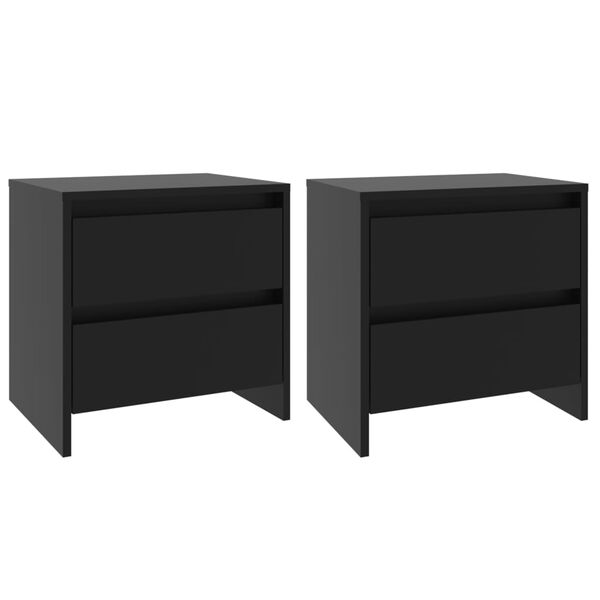 vidaXL Bedside Cabinets 2 pcs Black 45x34.5x44.5 cm Engineered Wood