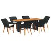 vidaXL Garden Dining Set 7 pcs Black Poly Rattan