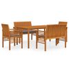vidaXL 5 Piece Outdoor Dining Set with Cushions Solid Wood Acacia