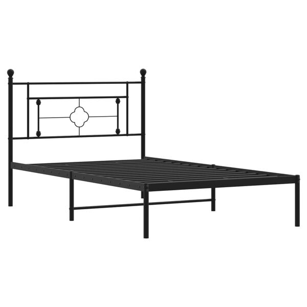 vidaXL Metal Bed Frame without Mattress with Headboard Black 107x203cm