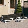 vidaXL 8 Piece Garden Lounge Set with Cushions White Solid Pinewood