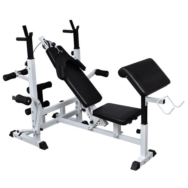 vidaXL Weight Bench with Weight Rack, Barbell and Dumbbell Set 120 kg
