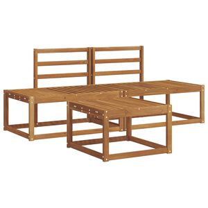 vidaXL Outdoor Sofa Set 3 pcs Natural Solid Acacia Wood and Polyester