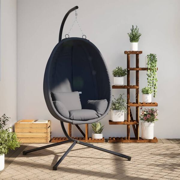 vidaXL Hanging Egg Chair with Stand Anthracite Fabric and Steel
