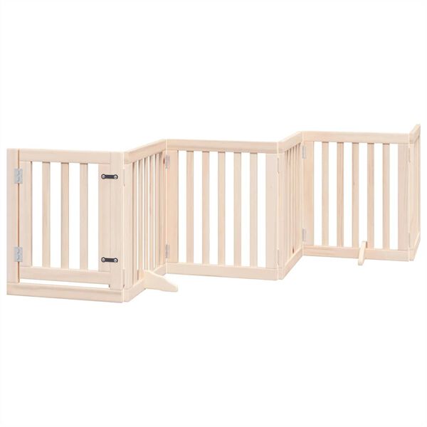 vidaXL Dog Gate with Door Foldable 9 Panels 450 cm Poplar Wood