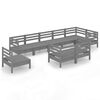vidaXL 9 Piece Garden Lounge Set Solid Wood Pine Grey