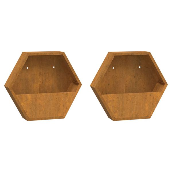 vidaXL Wall Planters 2 pcs Rusty Corten Steel 46x10x40 cm