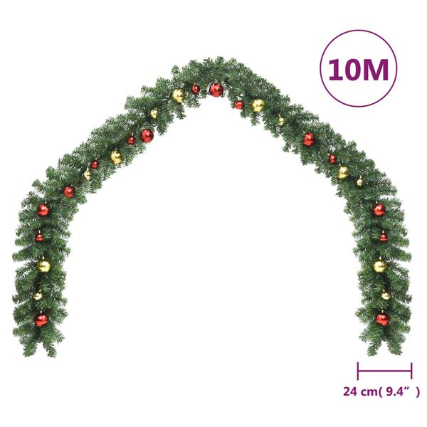 vidaXL Christmas Garland Decorated with Baubles 10 m