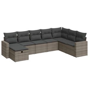 vidaXL 8 Piece Garden Sofa Set with Cushions Grey Poly Rattan