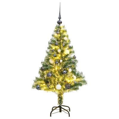 vidaXL Artificial Christmas Tree 150 LEDs&Ball Set&Flocked Snow 150 cm