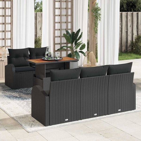 vidaXL Garden Sofa Set with Cushion 6 pcs Black