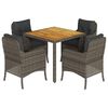 vidaXL 5 Piece Garden Dining Set with Cushions Grey Poly Rattan