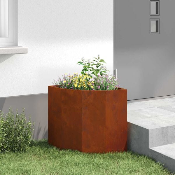 vidaXL Corner Planter Rusty 45 x 45 x 50 cm Weathering steel
