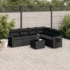 vidaXL 7 Piece Garden Sofa Set with Cushions Black Poly Rattan