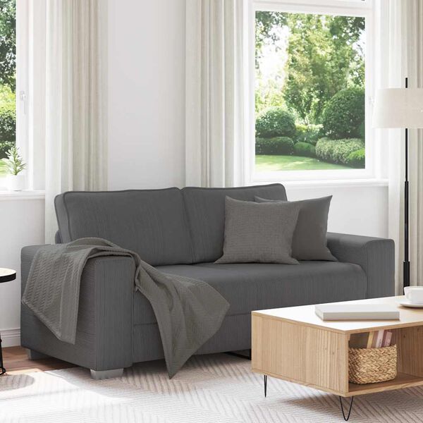 vidaXL Loveseat Sofa Dark Grey 180x77x82 cm Corduroy Fabric