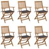 vidaXL Folding Chairs 6 pcs with Cushions Solid Acacia Wood