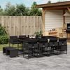 vidaXL 13 Piece Garden Dining Set with Cushions Black Poly Rattan