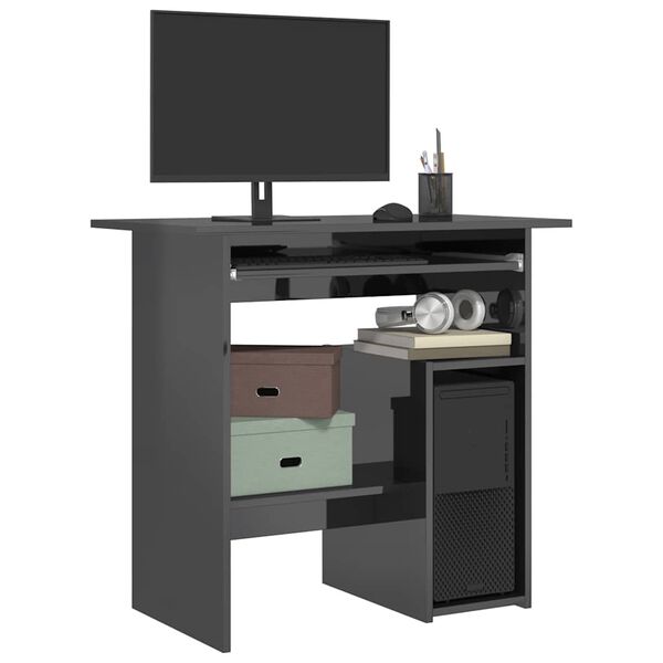 vidaXL Desk High Gloss Grey 80x45x74 cm Engineered Wood