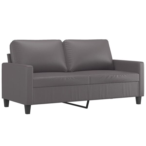 vidaXL 2 Piece Sofa Set with Cushions Grey Faux Leather