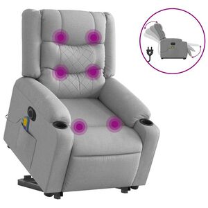 vidaXL Electric Stand up Massage Recliner Chair Light Grey Fabric