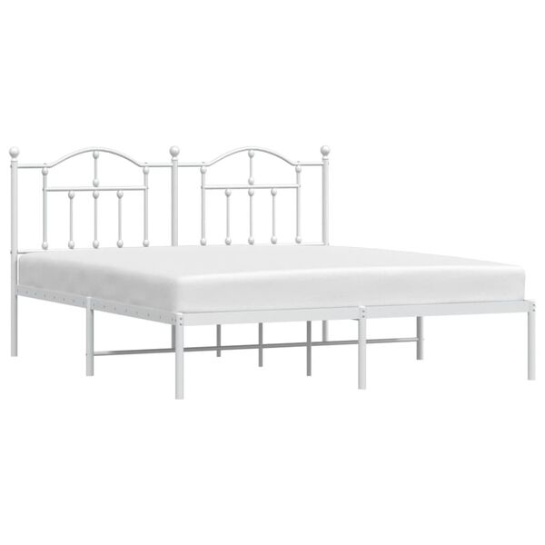 vidaXL Metal Bed Frame without Mattress with Headboard White 180x200cm