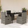 vidaXL 5 Piece Garden Dining Set with Cushions Grey Poly Rattan