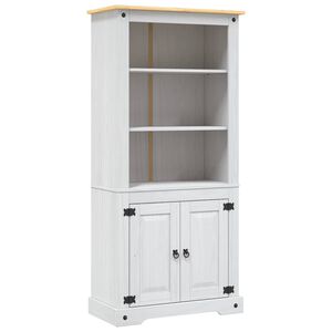 vidaXL Side Cabinet | White body and brown top | Solid pinewood | 80x40x170 cm