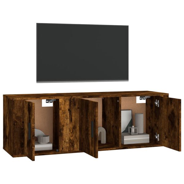 vidaXL 2 Piece TV Cabinet Set Smoked Oak Engineered Wood