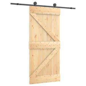 vidaXL Sliding Door Natural and Black 95 x 210 cm Solid Pine Wood