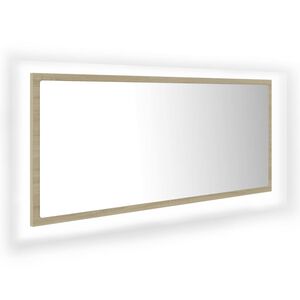 vidaXL Mirror | Sonoma oak | Acrylic, Engineered wood | 100 cm x 37 cm