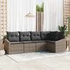 vidaXL Sofa Set with Cushion with Storage 5 pcs Grey Poly Rattan