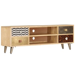 vidaXL TV Stand | Multicolour | Solid Mango Wood, Steel | 120 cm x 30 cm x 40 cm