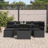 vidaXL Garden Sofa Set with Storage 7 pcs Black Poly rattan