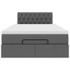 vidaXL Ottoman Bed with Mattress Dark Grey King Single Fabric