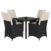 vidaXL 5 Piece Garden Dining Set with Cushions Black Poly Rattan