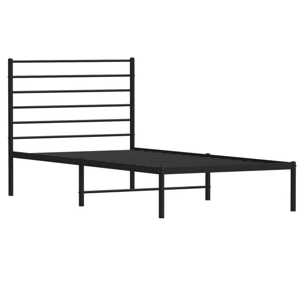 vidaXL Metal Bed Frame without Mattress with Headboard Black 107x203cm