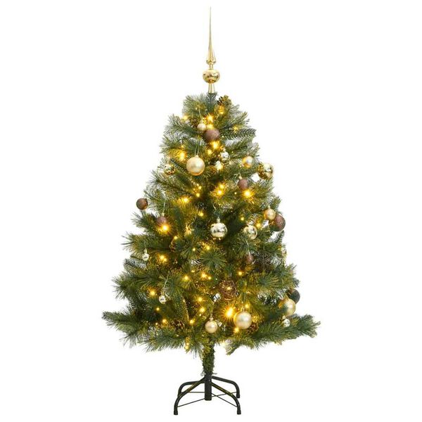 vidaXL Artificial Hinged Christmas Tree 150 LEDs & Ball Set 120 cm