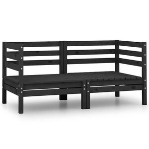vidaXL Garden Corner Sofas 2 pcs Black Solid Pinewood
