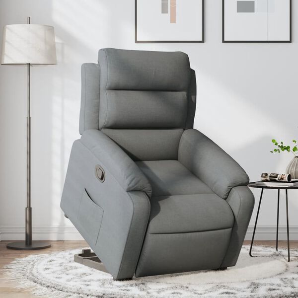 vidaXL Stand up Recliner Chair Dark Grey Fabric