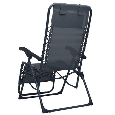 vidaXL Folding Deck Chair Grey Textilene