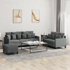 vidaXL 3 Piece Sofa Set with Cushions Dark Grey Fabric