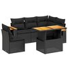 vidaXL 6 Piece Garden Sofa Set with Cushions Black Poly Rattan