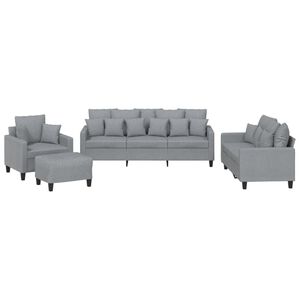 vidaXL 4 Piece Sofa Set with Pillows Light Grey Fabric