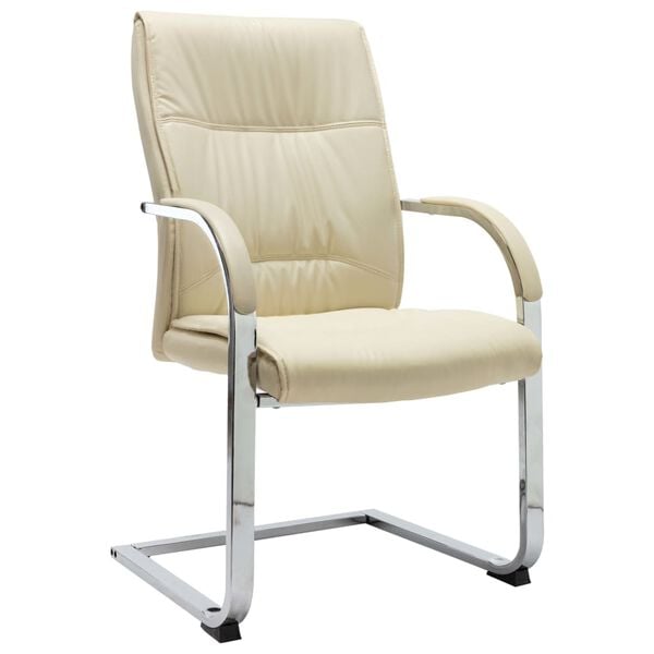 vidaXL Cantilever Office Chair Cream Faux Leather