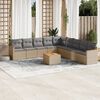 vidaXL 10 Piece Garden Sofa Set with Cushions Beige Poly Rattan