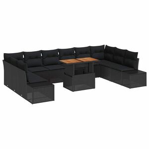 vidaXL Garden Sofa Set with Cushion Manual 11 pcs Black and Brown
