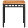 vidaXL Garden Table Black 38x38x42 cm Poly Rattan Acacia Wood