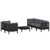 vidaXL 6 Piece Garden Lounge Set with Anthracite Cushions Pinewood